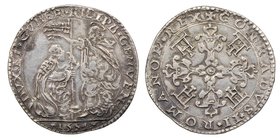 Genova
Dogi Biennali II Fase 1541-1637
Testone della benedizione, 1554, AG 9.9 g.
Ref : MIR 229/1 (R3), Lun.204
Conservation : NGC XF45. Très Rare