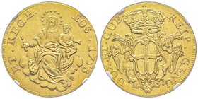 Genova
Dogi biennali III Fase 1637-1797
100 Lire, 1758, AU 28.1 g.
Ref : MIR 270/1 (R3), Fr.440, Lun.342
Conservation : NGC AU55. Superbe et très Rare...