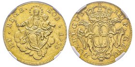 Genova
Dogi biennali III Fase 1637-1797
50 Lire, 1758, AU 14 g.
Ref : MIR 271/1 (R3), Fr.441, Lun.343
Conservation : NGC AU58. Superbe et très Rare