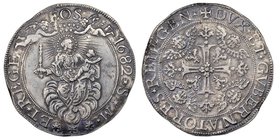 Genova
Dogi biennali III Fase 1637-1797
2 Scudi, 1682, AG 76.44 g.
Ref : MIR 290/18 (R2), Lun.259
Conservation : NGC XF45. Rare
