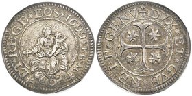 Genova
Dogi biennali III Fase 1637-1797
Scudo, 1699, AG 38.25 g.
Ref : MIR 294/63, Lun.260
Conservation : NGC AU50