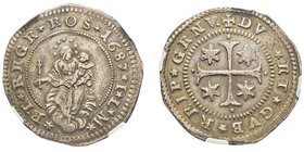 Genova
Dogi biennali III Fase 1637-1797
Mezzo Scudo, 1687, AG 19.05 g.
Ref : MIR 297/38 (R), Lun.261
Conservation : NGC XF45