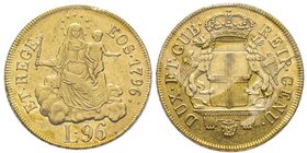Genova
Dogi biennali III Fase 1637-1797
96 Lire, 1796, étoile (1814), AU 25.18 g.
Ref : MIR 275/4, Fr. 444, Lun.360
Conservation : SUP/FDC