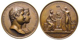Napoli, Ferdinando II di Borbone 1830-1859 
Medaglia in bronzo, nozze di Ferdinando II di Borbone con Maria Cristina di Savoia 1832, AE 171.30 g. 70 m...