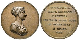 Parma, Maria Luigia 1815-1847
Medaglia, 1815, AE 37.30 g. opus Donaldi
Avers : Busto abbigliato con diadema a destra
Revers : MARIA. LUIGIA. PRINC. IM...