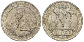 San Marino
20 Lire, 1938 R, AG 15.00 g.
Ref : Pag. 348, KM#11 
Conservation : NGC MS66. Qualité estraordinaire. Le plus haut grade connu. 
Quantité : ...