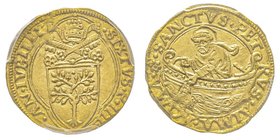 Sisto IV (Francesco della Rovere) 1471-1484
Fiorino di camera, Roma, AU 3.38 g. 
Ref : MIR 445 (R), Munt. 7, Fr. 23
Conservation : PCGS MS64. Le plus ...