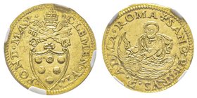 Clemente VII (Giulio de'Medici) 1523-34
Fiorino, Roma, ND, AU 3.38 g.
Ref : MIR 787 (R), Munt. 16, Fr. 60
Conservation : NGC MS62. Rare