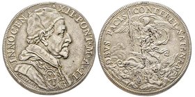 Innocenzo XII (Antonio Pignatelli) 1691-1700
Piastra, Roma, AN II, 1692, AG 31.86 g.
Ref : Munt. 16, Berman 2225
Conservation : traces de monture sino...