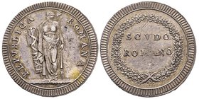 Repubblica Romana 1798-1799
Scudo, ND (1799), AG 26.47 g. 
Ref : Munt. 1, Berman 3157 
Conservation : TTB/SUP