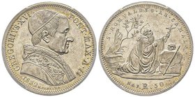 Gregorio XVI (Bartolomeo Alberto Cappellari) 1831-1846
50 Baiocchi, Roma, 1832, Anno II, AG 
Ref : Munt. 8, KM#1316
Conservation : PCGS MS62