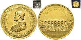 Pio IX (Giovanni Mastai-Ferretti) 1846-1878
Medaglia in bronzo dorato, 1854, AE 249 80 g. 82 mm opus N. Cerbara e G. Bianchi Avers : PIVS IX PONT MAX,...