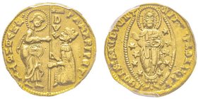 Pasquale Malipiero 1457-1462
Zecchino, AU 3.53 g.
Ref : Paolucci 1, Fr. 1233 
Conservation : PCGS MS62