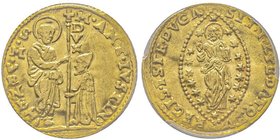 Marcantonio Giustinian 1684-1688 
Zecchino, AU 3.49 g.
Ref : Paolucci 1, Fr. 1341
Conservation : PCGS MS63