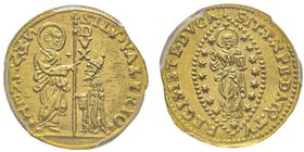 Silvestro Valier 1694-1700
Zecchino, AU 3.50 g.
Ref : Paolucci 5, Fr. 1354
Conservation : PCGS MS63. Rare