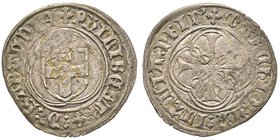 Filiberto I 1472-1482
Parpagliola, Bourg, ND, Mi 2.58 g.
Avers : * PhILIBERT D SABAVDIE
Revers : MARChIO IN ITALIA PRIN'
Ref : MIR 201b (R), Sim 4/1, ...