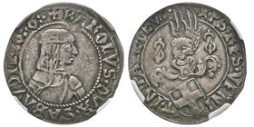 Carlo I 1482-1490
Mezzo Testone, II tipo, Cornavin, ND, AG 4.74 g.
Ref : MIR 230 (R5), Sim. 7, Biaggi 200
Ex Vente Nomisma 28 Mai 2008
Conservation : ...