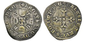 Carlo II 1504-1553
24° di Ducato, II tipo, Zecca incerta, ND, Mi 2.92 g.
Ref : MIR 377 (R7), Sim. -, Biaggi 323b,c
Ex Vente Bolaffi, 15 mai 2008
Conse...