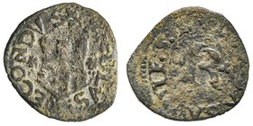 Carlo II 1504-1553
Denaro Piccolo, I Tipo, Mi 0.79 g.
Ref : MIR 443 (R10), Sim. 88, Biaggi 364
Conservation : TB. Rarissime