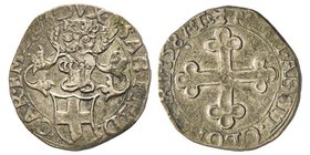 Carlo Emanuele I 1580-1630
Cavallotto, I tipo, stretto, 1587, AG 2.66 g.
Ref : MIR 642c (R3), Sim.57, Biaggi 543c
Conservation : TTB