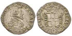 Carlo Emanuele I 1580-1630
Fiorino, III tipo, 1629, AG 4.02 g.
Ref : MIR 653b (R), Sim. 62/b, Biaggi 550
Conservation : TTB+
