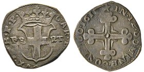Carlo Emanuele I 1580-1630
4 Grossi, Torino, 1618, Mi 3.06 g.
Ref : MIR 655b (R2), Sim. 63, Biaggi 551d
Ex Vente Inasta 30, lot 4057
Conservation : TT...