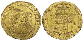 Carlo Emanuele II 
Reggenza della madre 1638-1648
10 Scudi d'oro, Torino, 1641, AU 32.46 g.
Avers : CHR FRAN CAR EMAN DVCES SAB Busti accollati del Du...