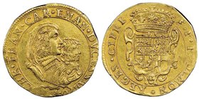 Carlo Emanuele II 
Reggenza della madre 1638-1648
4 Scudi d'oro, I tipo, Torino o Chambery, 1640, AU 13.30 g.
Ref : MIR 738b (R4), Sim. 5/2, Biaggi 61...