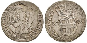 Carlo Emanuele II 
Reggenza della madre 1638-1648
5 Soldi, Torino, 1648, Mi 4.78 g.
Ref : MIR 762b, Biaggi 638c
Conservation : presque TTB