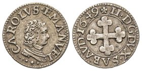 Carlo Emanuele II Duca 1648-1675
1/24 di Ducatone, Torino, 1649, Mi 1.39 g.
Avers : CAROLVS EMANVEL Testa del duca a destra
Revers : +II D G DVX SABAV...