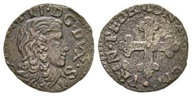 Carlo Emanuele II Duca 1648-1675
Mezzo Soldo, II tipo, Torino, data illeggibile, Mi 1.45 g.
Ref : MIR 827 (R2), Sim. 43, Biaggi 700
Conservation : TB/...