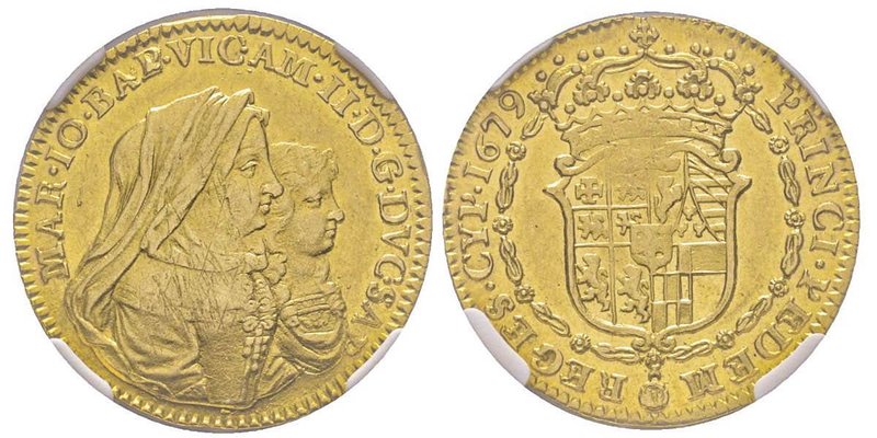 Vittorio Amedeo 
Reggenza della Madre 1675-1680
Doppia, Torino, 1679, AU 6.65 g....