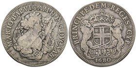 Vittorio Amedeo 
Reggenza della Madre 1675-1680
Scudo Bianco, Torino, 1680, AG 26.60 g.
Ref : MIR 837b (R5), Sim. 5, Biaggi 708a
Conservation : presqu...
