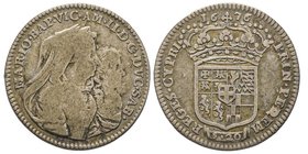 Vittorio Amedeo 
Reggenza della Madre 1675-1680
Lira, Torino, 1676, AG 5.92 g.
Ref : MIR 838b (R4), Sim. 6, Biaggi 709a
Conservation : TB/TTB. Très Ra...