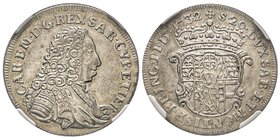 1 Lira, I tipo, Torino, 1732, AG 5.95 g. 
Ref : MIR 929 (R4), Sim. 16, Biaggi 795
Ex Vente Bolaffi, 11 mai 2008
Conservation : NGC AU55. Superbe