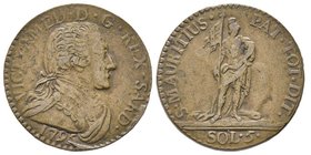 Vittorio Amedo III 1773-1796
5 Soldi, Torino, 1795, Cu 5.33 g.
Ref : MIR 994b, Sim. 16, Biaggi 855d
Conservation : TTB+