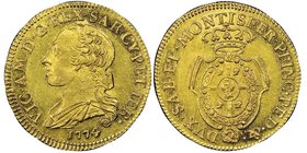 Vittorio Amedo III 1773-1796 
Monetazione per la Sardegna
Mezzo Carlino sardo da 2,50 Doppiette, Torino, 1774, AU 8.00 g.
Ref : MIR 1000b (R8), Sim. 2...