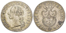 Vittorio Amedo III 1773-1796 
Monetazione per la Sardegna
Mezzo Scudo Sardo, Torino, 1774, AG 11.71 g.
Ref : MIR 1003b (R6), Sim. 25, Biaggi 864b
Cons...