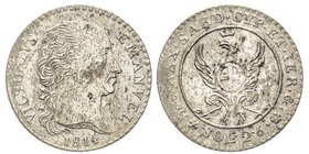 Vittorio Emanuele I 1802-1821
2.6 Soldi, Torino, 1814, Mi 2.36 g.
Ref : MIR 1023a (R2), Pag. 18
Conservation : TTB