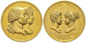 Vittorio Emanuele I 1802-1821 
Medaglia in oro per le Nozze di Carlo-Luigi di Borbone e Maria Teresa di Savoia, Torino, 1820, AU 51.88 g. 40 mm opus A...