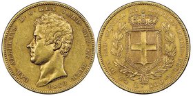 Carlo Alberto 1831-1849
100 lire, Genova, 1840 (P), AU 32.25 g.
Ref : MIR 1043k (R), Pag. 149, Fr. 1139
Conservation : NGC AU55. Superbe. 
Quantité : ...