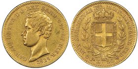 Carlo Alberto 1831-1849
10 lire, Torino, 1839 (P), AU 3.22 g.
Ref : MIR 1046c (R2), Pag. 216, Fr. 1144
Conservation : NGC XF45
Quantité: 2237 exemplai...