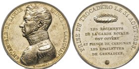Carlo Alberto 1831-1849
Medaglia in argento, Savoie-Sardaigne, Carlo Alberto di Savoia-Sardegna, prise du Trocadéro, AG 37.79 g. 41 mm signé BARRE F e...