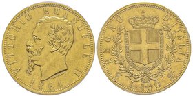 Vittorio Emanuele II 1861-1878 - Re d'Italia
100 Lire, Torino, 1864, AU 32.25 g.
Ref : MIR 1076a (R3), Pag. 451, Fr. 8 
Conservation : PCGS AU50. Supe...