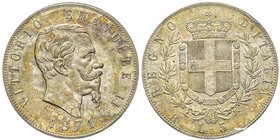 Vittorio Emanuele II 1861-1878 - Re d'Italia
5 Lire, Roma, 1871 R, AG 25.00 g.
Ref : MIR 1082n (R), Pag. 493
Conservation : PCGS MS63. Rare. Le plus b...