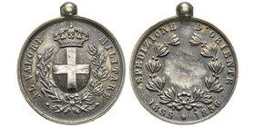 Vittorio Emanuele II 1861-1878 - Re d'Italia
Medaglia al valore Militare, Spedizione d'Oriente 1855-1856, AG 5.20 g.
Conservation : FDC
