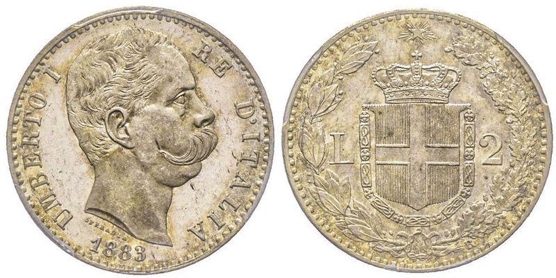 Umberto I 1878-1900
2 Lire, Roma, 1883, AG 10 g.
Ref : MIR 1101c, Pag. 593
Conse...