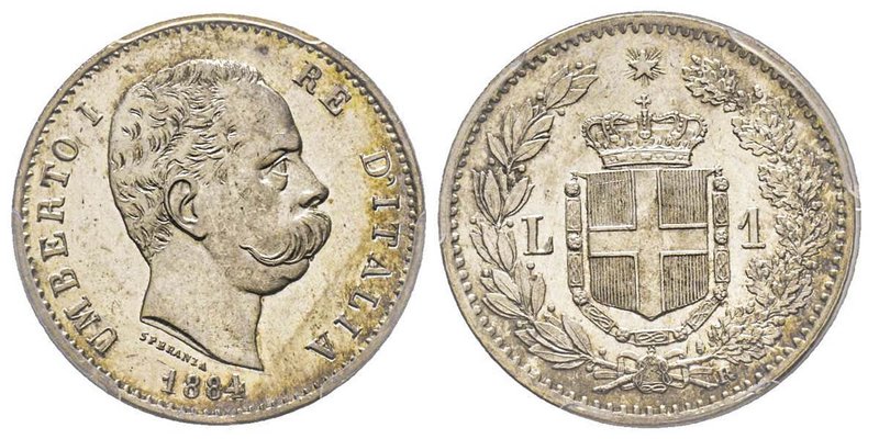 Umberto I 1878-1900
1 Lira, Roma, 1884 R, AG 5 g.
Ref : MIR 1103b, Pag. 602
Cons...