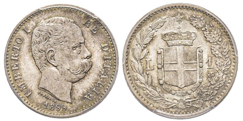 Umberto I 1878-1900
1 Lira, Roma, 1899, AG 5 g.
Ref : MIR 1103f, Pag. 606
Conser...