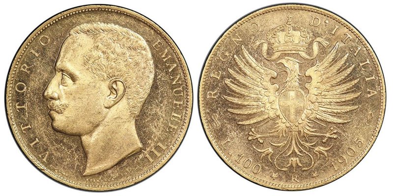 Vittorio Emanuele III 1900-1943
100 Lire, Roma, 1905 R, AU 32.25 g.
Ref : MIR 11...